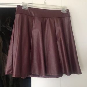 Socialite faux leather burgundy peplum skirt